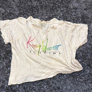 Cream Short Sleeve Graphic Tee Casual Style